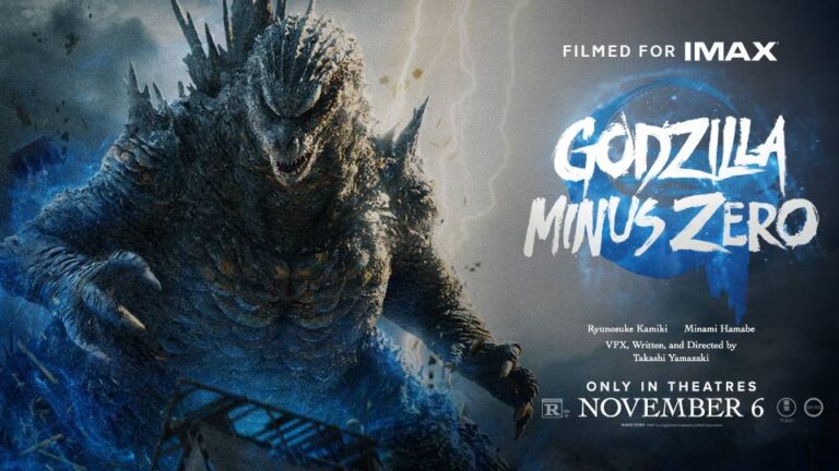 Godzilla Minus Zero R rating theatrical artwork featuring Godzilla