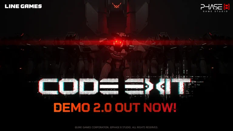 CODE EXIT Demo 2.0 key art with a red-lit mechanical pursuer